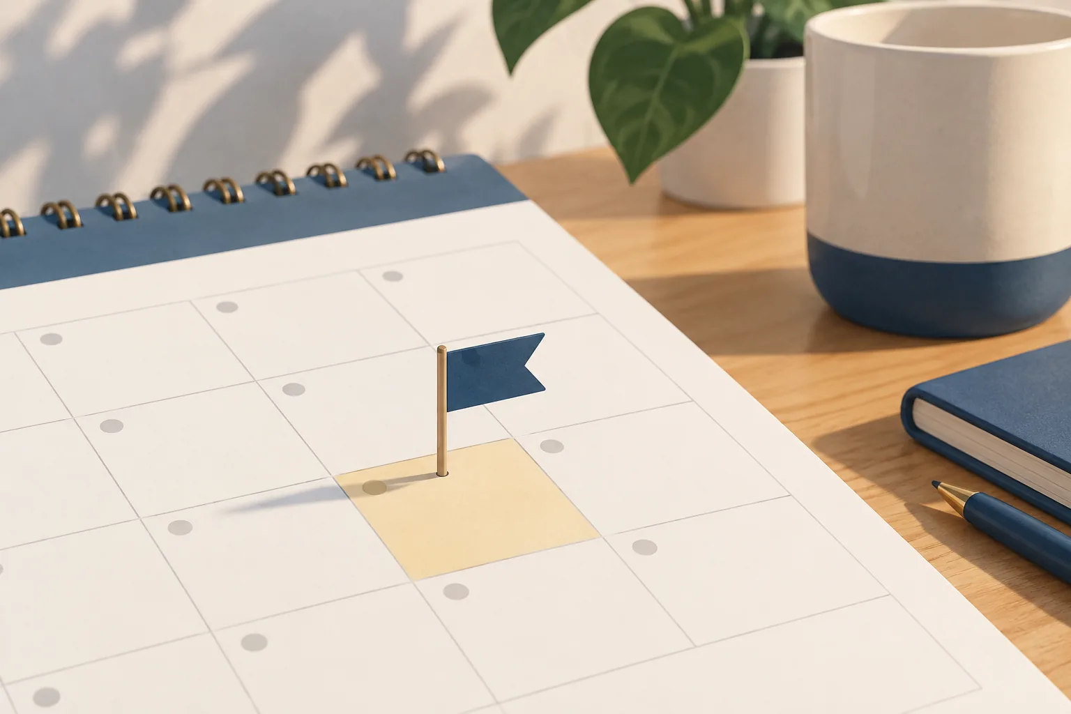Illustration of a calendar page marked with a holiday flag