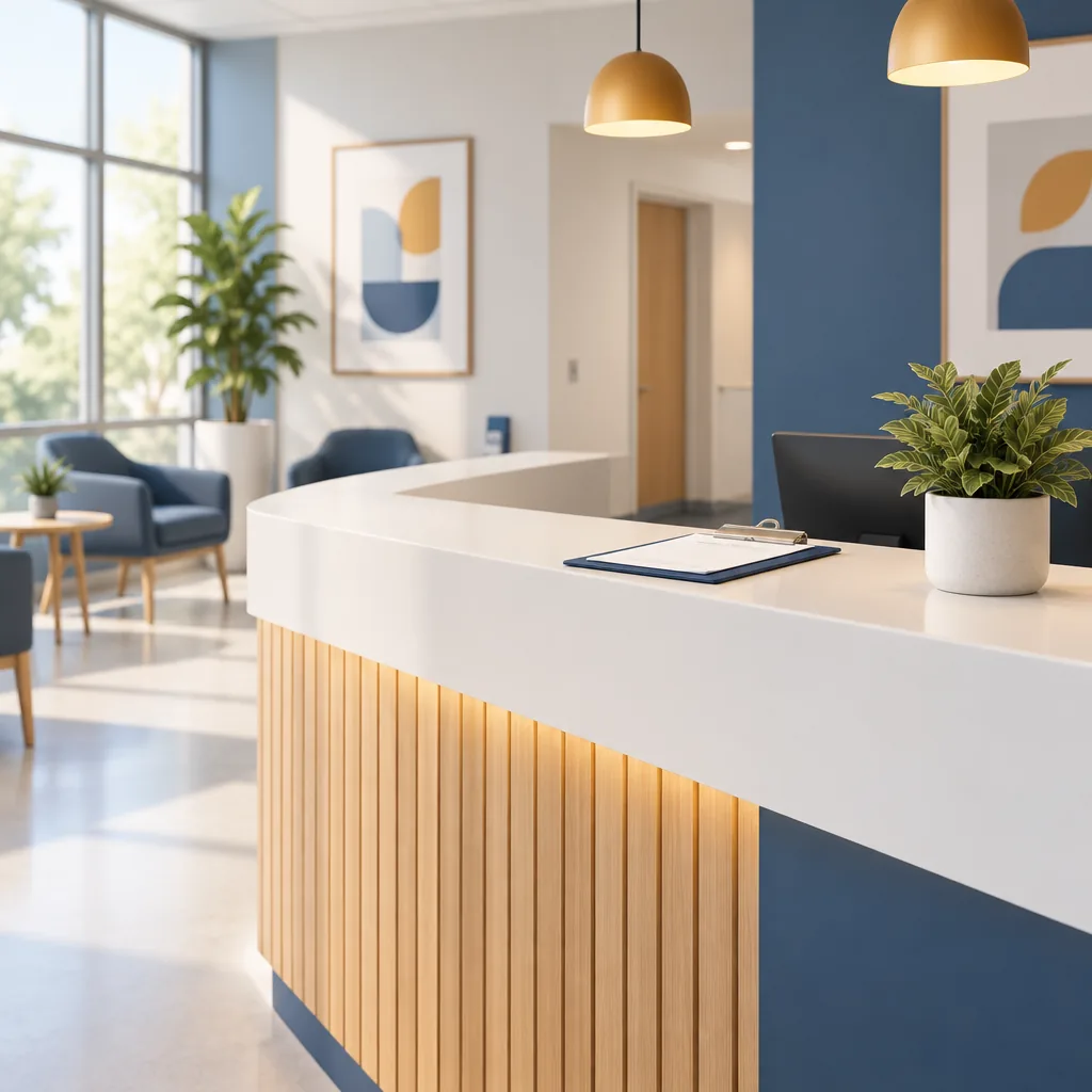 Illustration of a healthcare clinic reception desk